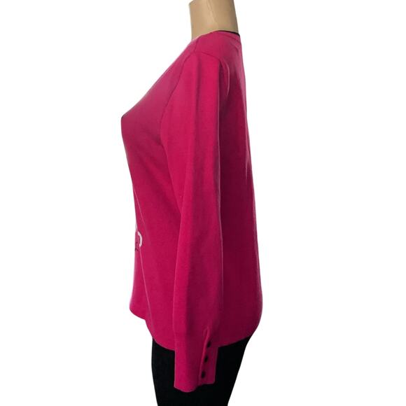 Karl Lagerfeld Paris Hot Pink Eiffel Tower Sweater – Size M - Picture 3 of 9